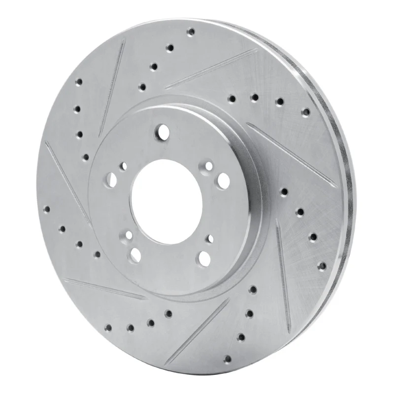 R1 99-04 Acura RL Front Left Drilled & Slotted Silver Brake Rotor - Image 3