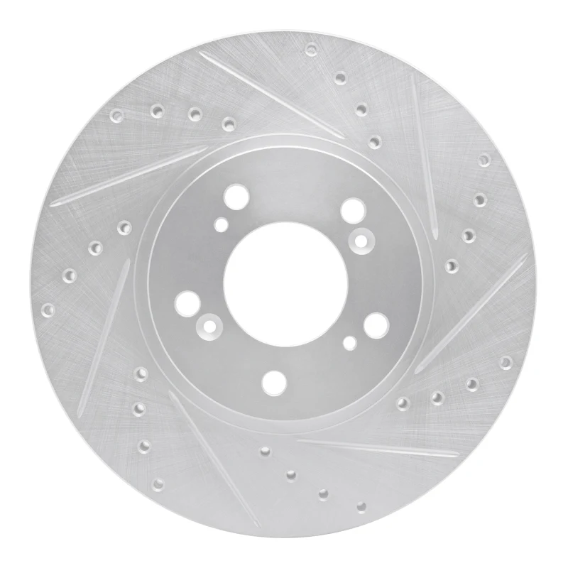 R1 99-04 Acura RL Front Right Drilled & Slotted Silver Brake Rotor