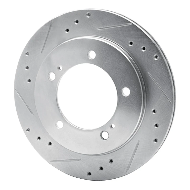 R1 99-04 Chevrolet Tracker Front Left Drilled & Slotted Silver Brake Rotor - Image 2