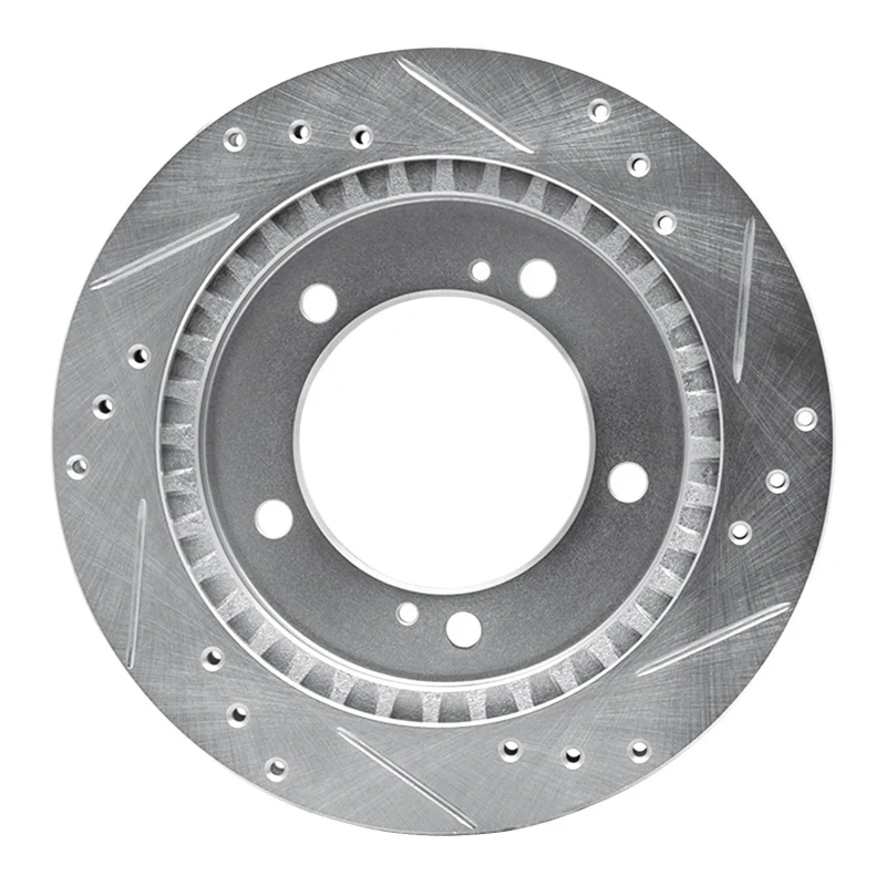 R1 99-04 Chevrolet Tracker Front Left Drilled & Slotted Silver Brake Rotor - Image 4