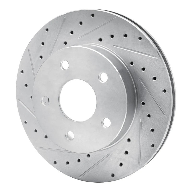 R1 99-04 Jeep Grand Cherokee Front Left Drilled & Slotted Silver Brake Rotor - Image 2