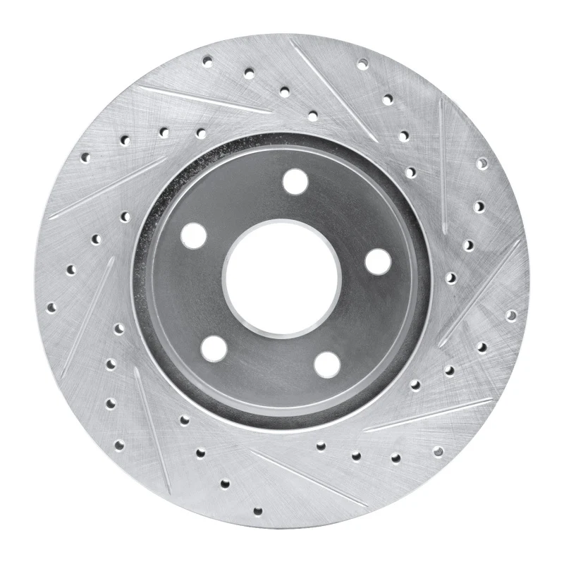R1 99-04 Jeep Grand Cherokee Front Left Drilled & Slotted Silver Brake Rotor - Image 5