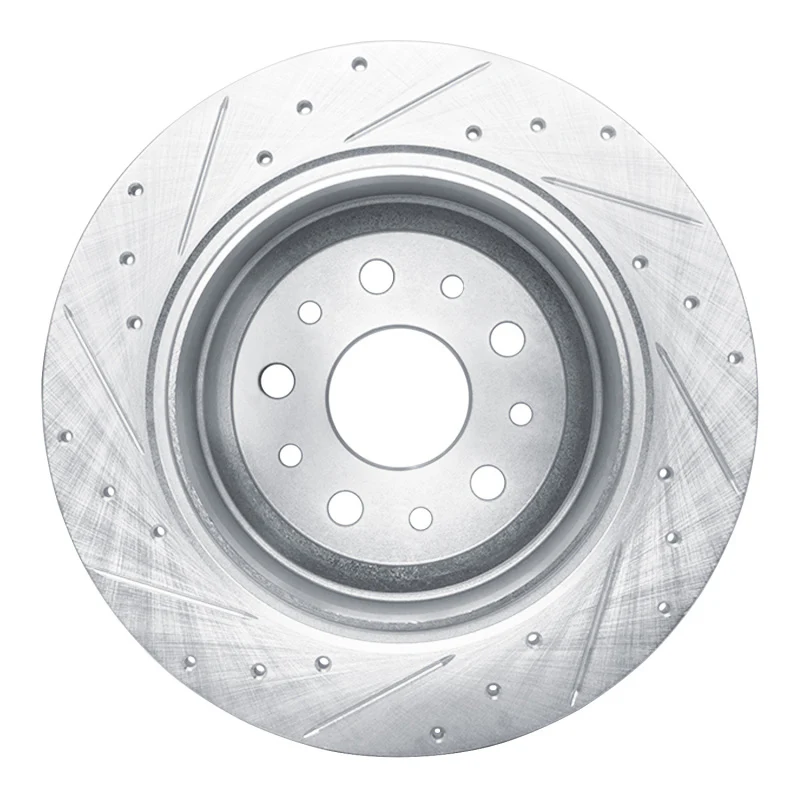 R1 99-04 Jeep Grand Cherokee Front Right Drilled & Slotted Silver Brake Rotor - Image 4