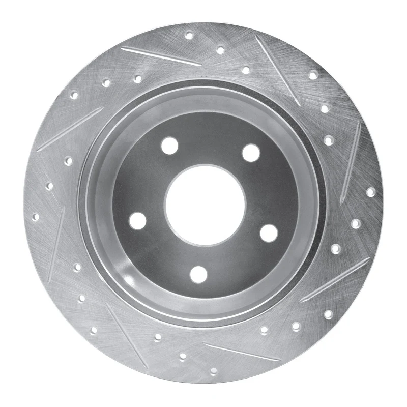 R1 99-04 Jeep Grand Cherokee Rear Left Drilled & Slotted Silver Brake Rotor - Image 2