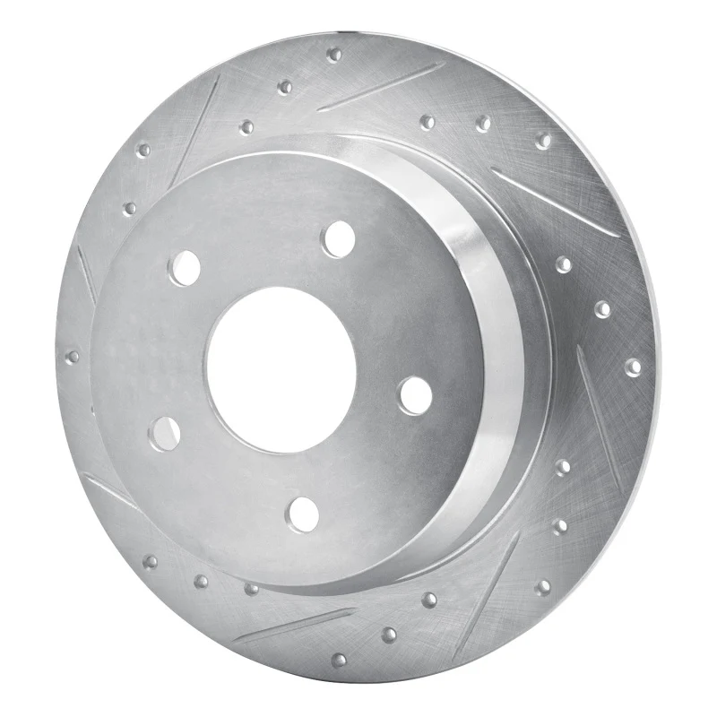R1 99-04 Jeep Grand Cherokee Rear Left Drilled & Slotted Silver Brake Rotor - Image 3