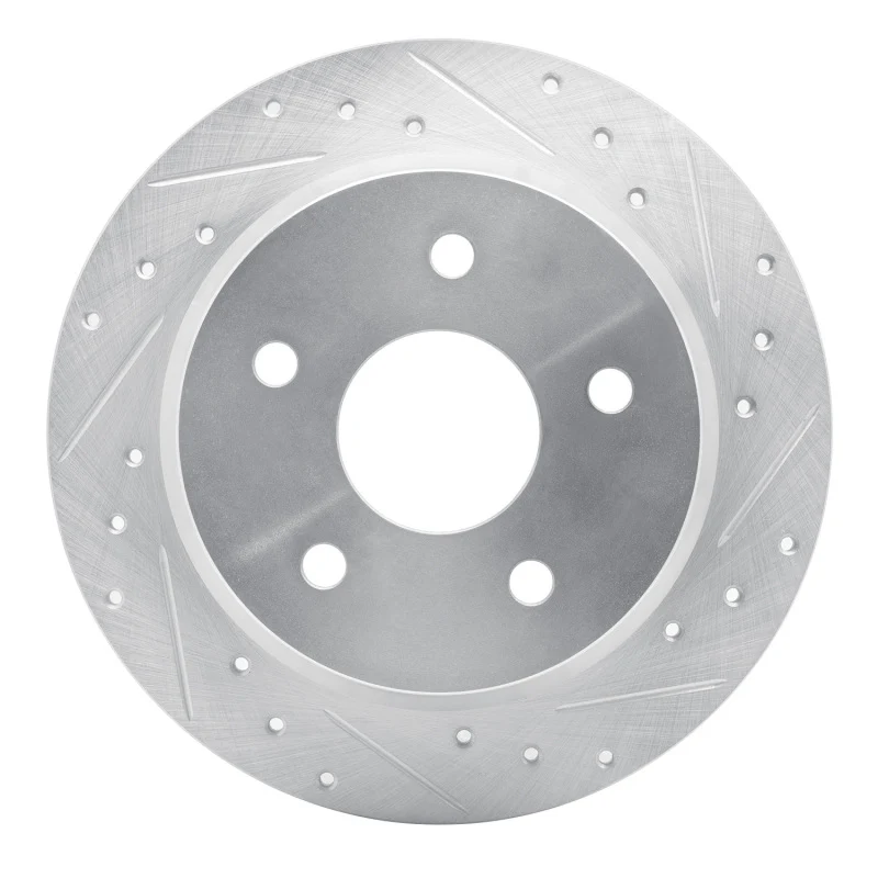R1 99-04 Jeep Grand Cherokee Rear Right Drilled & Slotted Silver Brake Rotor