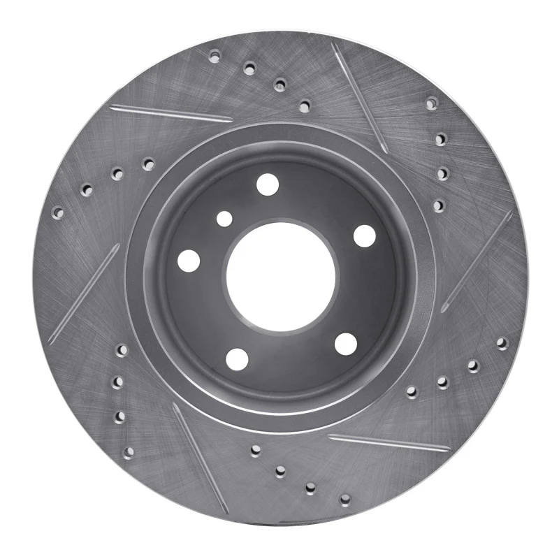 R1 99-04 Land Rover Discovery Front Left Drilled & Slotted Silver Brake Rotor - Image 3