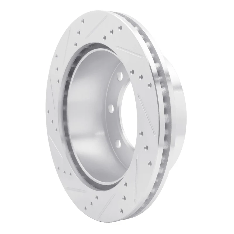 R1 99-05 Ford F-250 2WD (Super Duty) Rear Right Drilled & Slotted Silver Brake Rotor - Image 2