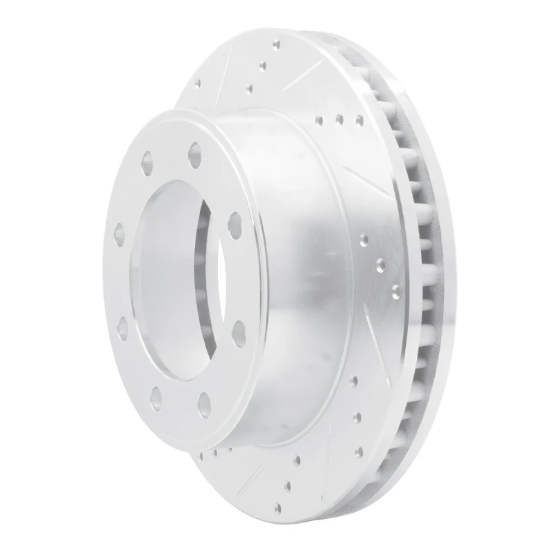 R1 99-05 Ford F-250 4WD (Super Duty) Front Left Drilled & Slotted Silver Brake Rotor - Image 2