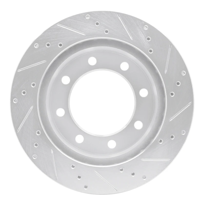 R1 99-05 Ford F-250 4WD (Super Duty) Front Left Drilled & Slotted Silver Brake Rotor - Image 4