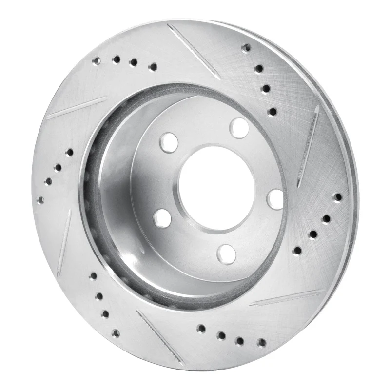 R1 99-06 Jeep Cherokee Front Left Drilled & Slotted Silver Brake Rotor - Image 2