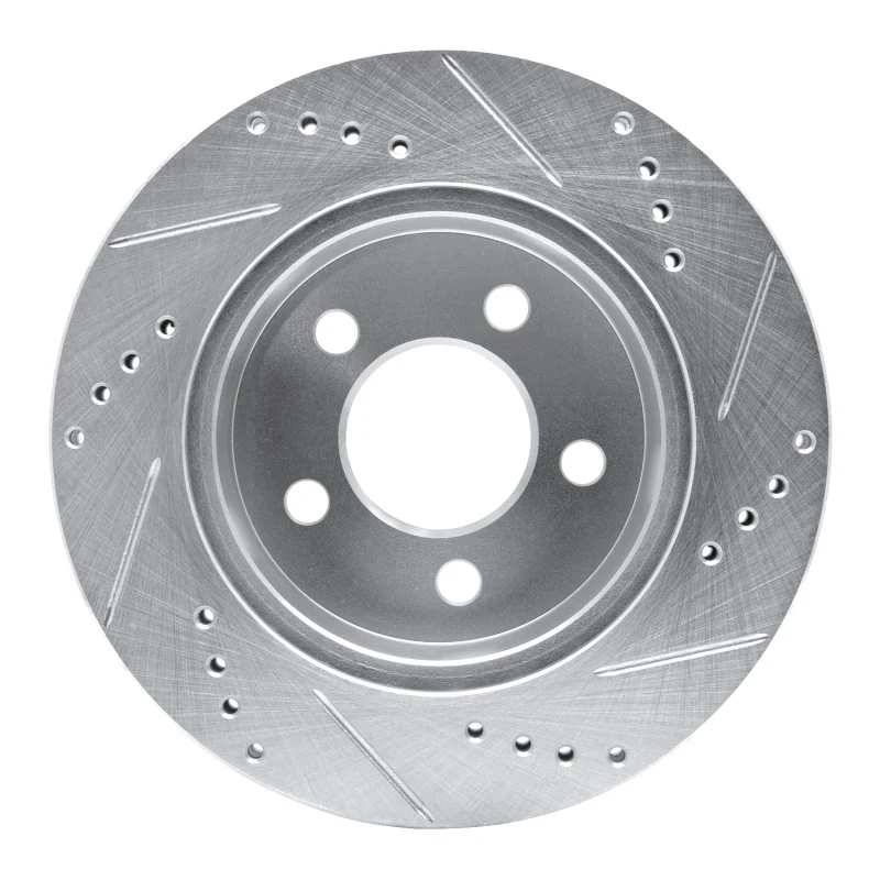R1 99-06 Jeep Cherokee Front Left Drilled & Slotted Silver Brake Rotor - Image 3