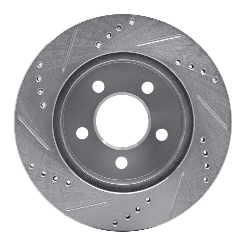 R1 99-06 Jeep TJ (Canada - See Wrangler for US) Front Right Drilled & Slotted Silver Brake Rotor - Image 3