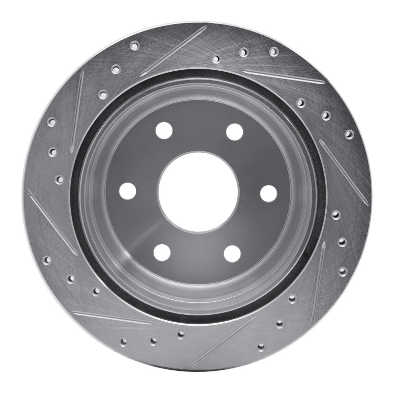 R1 99-07 Chevrolet ASTRO Rear Right Drilled & Slotted Silver Brake Rotor - Image 2