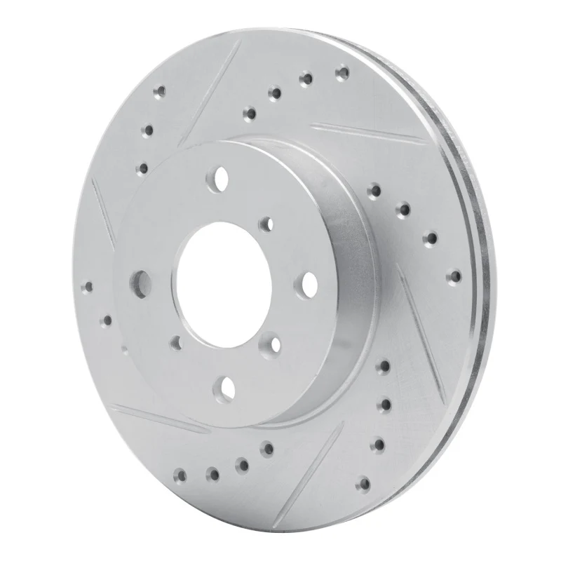 R1 99-07 Suzuki Aerio Front Left Drilled & Slotted Silver Brake Rotor - Image 2