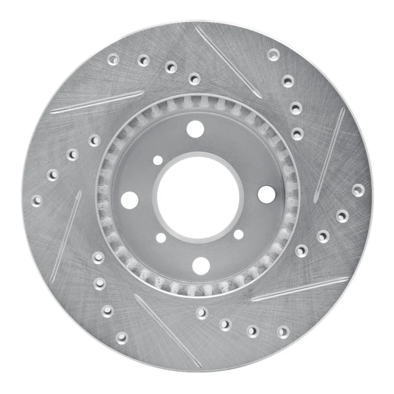 R1 99-07 Suzuki Aerio Front Left Drilled & Slotted Silver Brake Rotor - Image 4