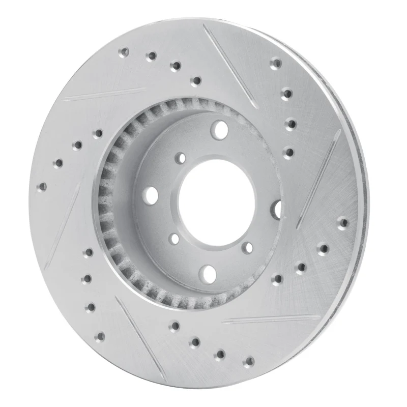 R1 99-07 Suzuki Aerio Front Left Drilled & Slotted Silver Brake Rotor - Image 5