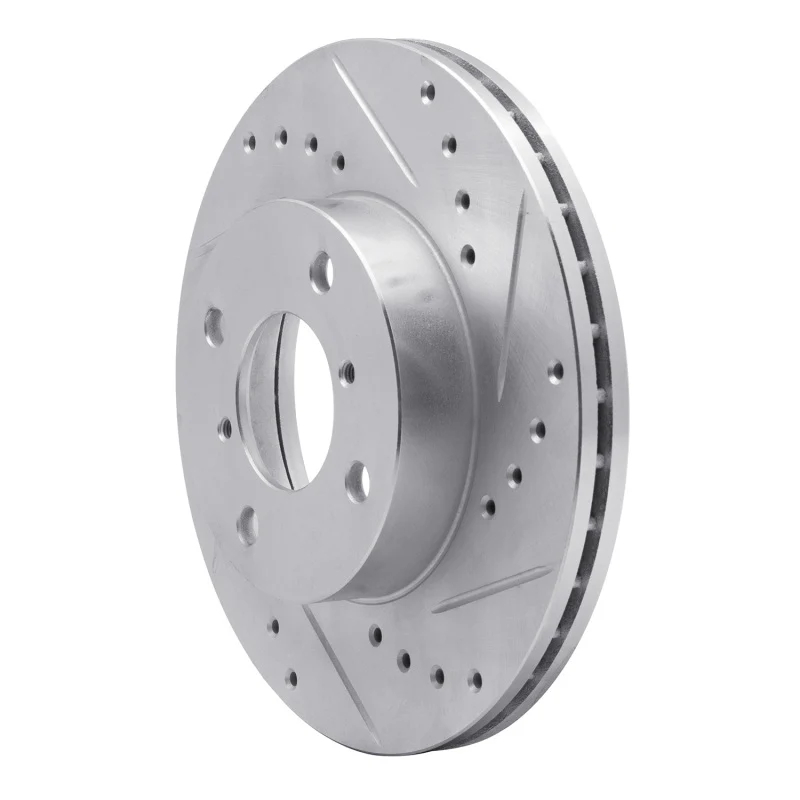 R1 99-07 Suzuki Esteem Front Right Drilled & Slotted Silver Brake Rotor - Image 3