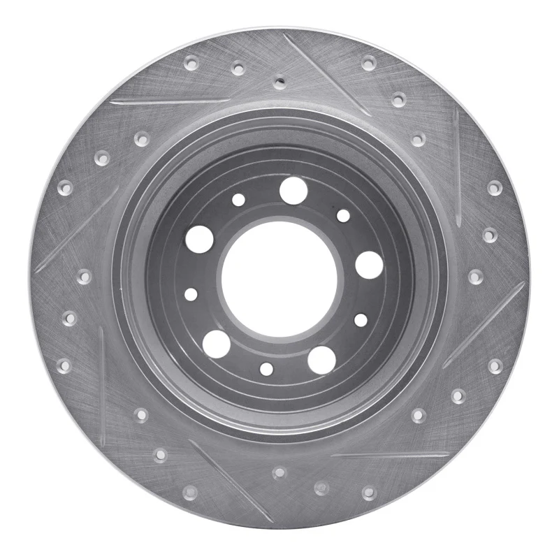 R1 99-09 Volvo S60 Rear Left Drilled & Slotted Silver Brake Rotor - Image 3