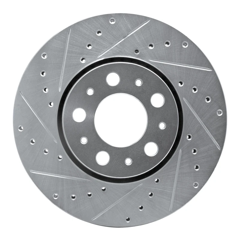 R1 99-09 Volvo S80 Front Left Drilled & Slotted Silver Brake Rotor