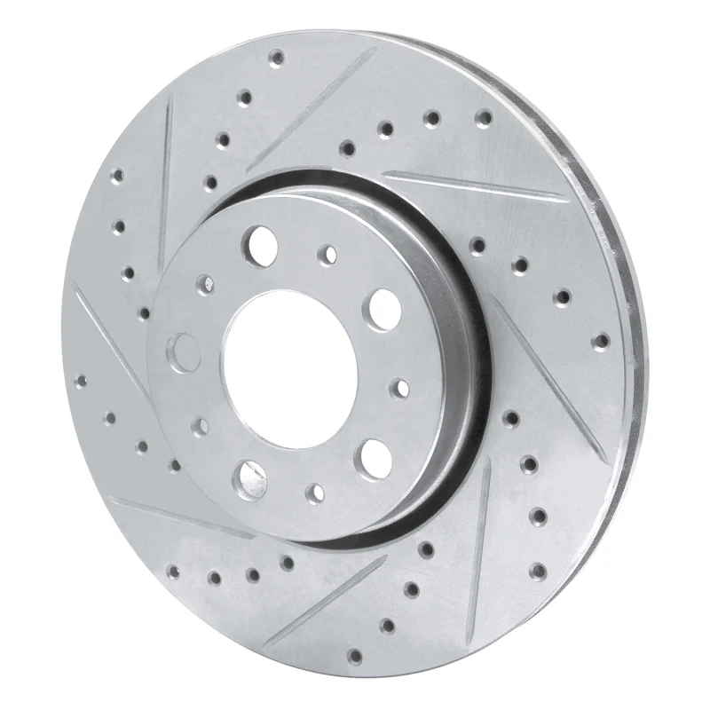R1 99-09 Volvo S80 Front Left Drilled & Slotted Silver Brake Rotor - Image 2
