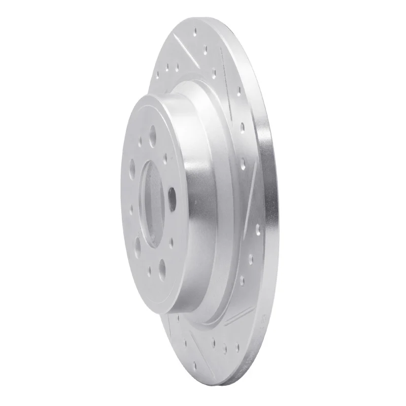 R1 99-09 Volvo S80 Rear Right Drilled & Slotted Silver Brake Rotor - Image 2