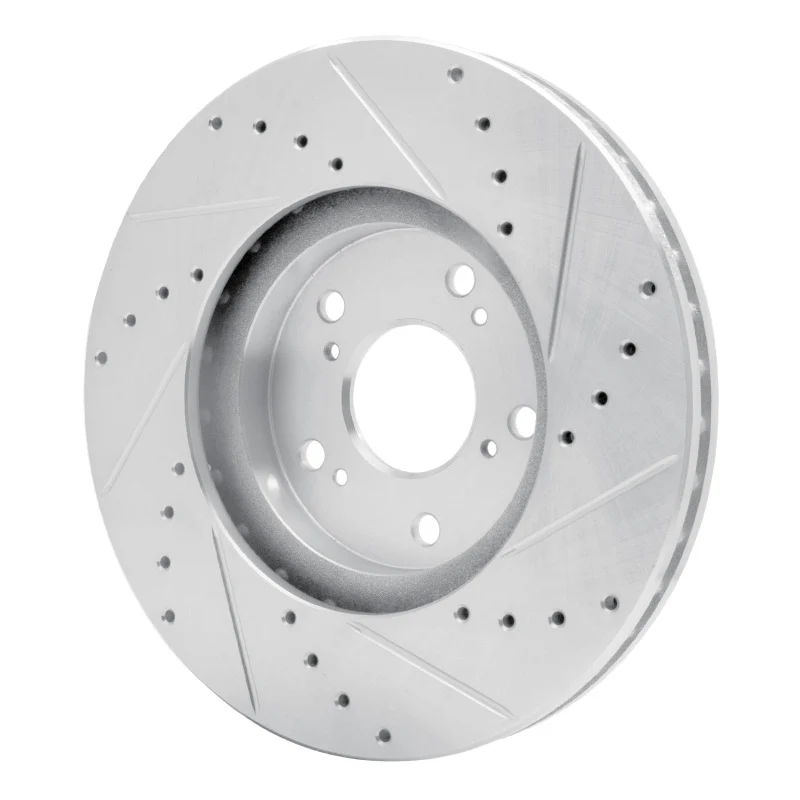 R1 99-14 Acura TSX Front Left Drilled & Slotted Silver Brake Rotor - Image 2