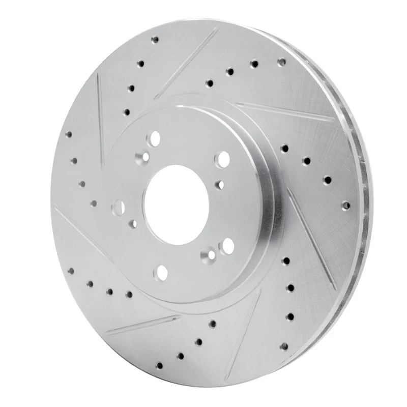 R1 99-14 Acura TSX Front Left Drilled & Slotted Silver Brake Rotor - Image 3