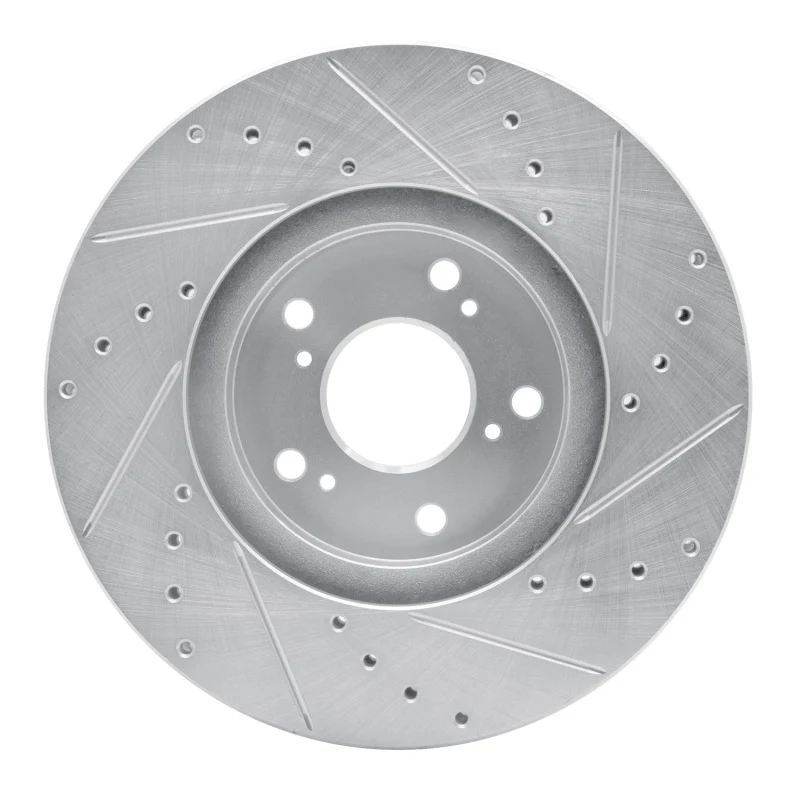 R1 99-14 Acura TSX Front Left Drilled & Slotted Silver Brake Rotor - Image 4