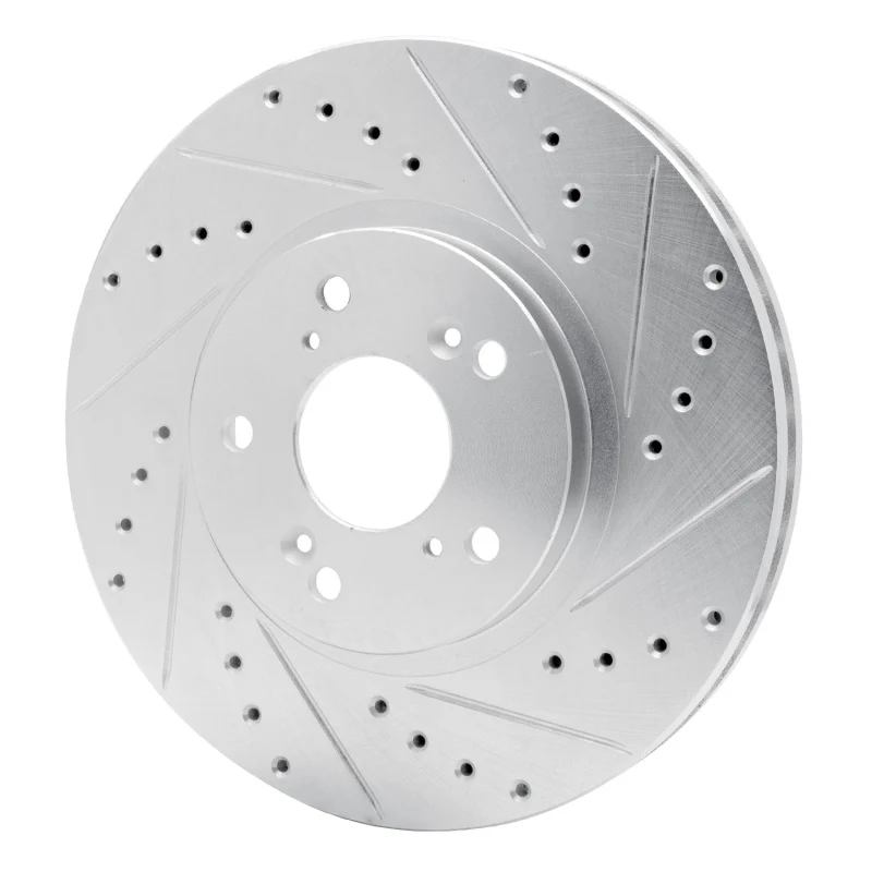 R1 99-14 Acura TSX Front Right Drilled & Slotted Silver Brake Rotor - Image 4