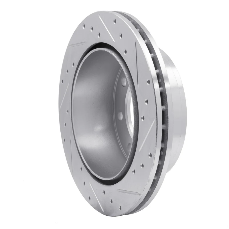 R1 99-20 Chevrolet Express 3500 Rear Left Drilled & Slotted Silver Brake Rotor - Image 2