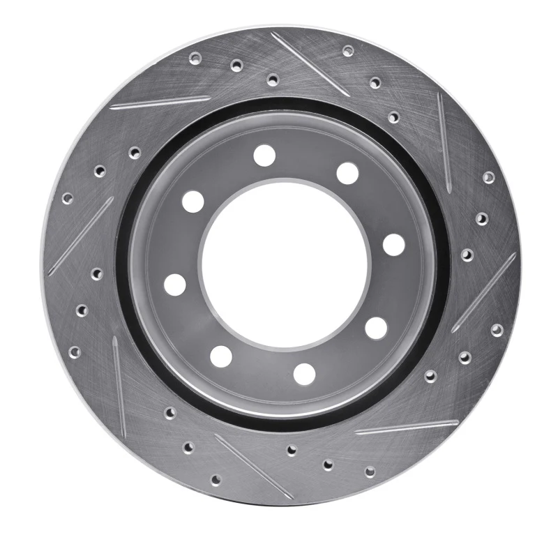 R1 99-20 Chevrolet Express 3500 Rear Left Drilled & Slotted Silver Brake Rotor - Image 4