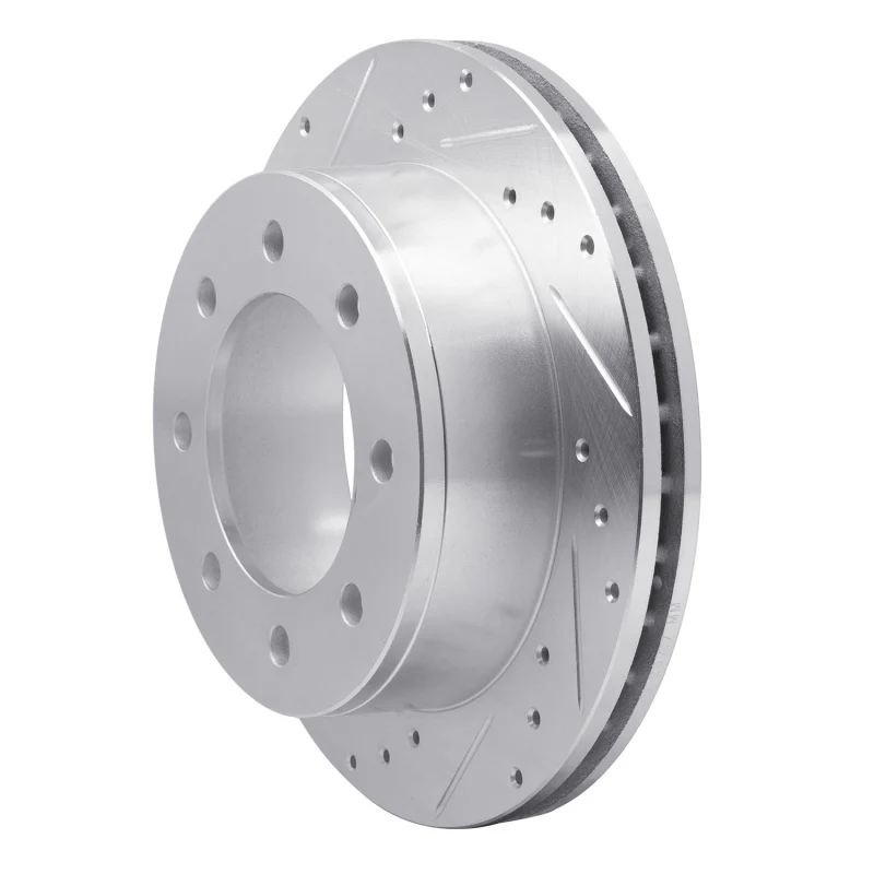 R1 99-20 Chevrolet Express 3500 Rear Left Drilled & Slotted Silver Brake Rotor - Image 5