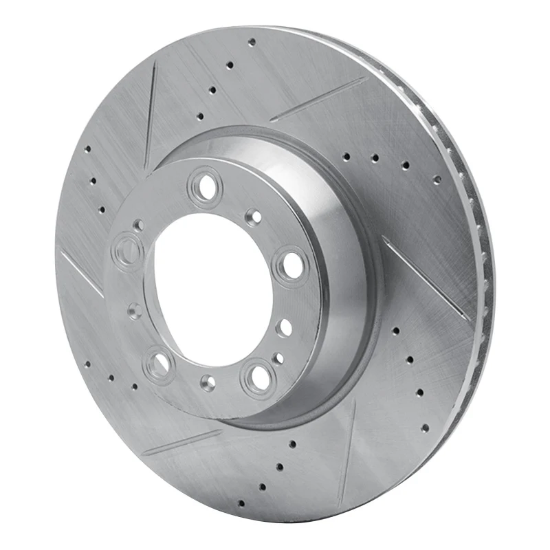 R1 99-23 Porsche 911 Left Rear Drilled & Slotted Silver Brake Rotor - Image 2