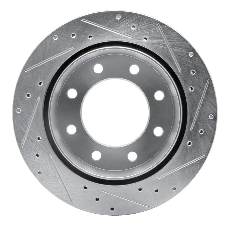 R1 99-25 Chevrolet Suburban 2500 Rear Left Drilled & Slotted Silver Brake Rotor - Image 2