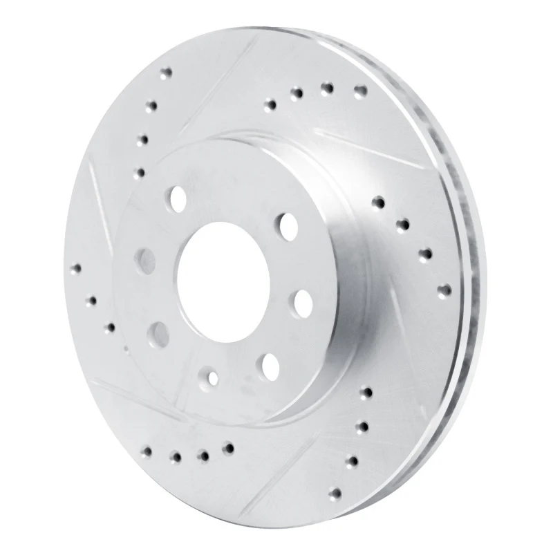 R1 99-99 Daewoo Nubira Front Left Drilled & Slotted Silver Brake Rotor - Image 3