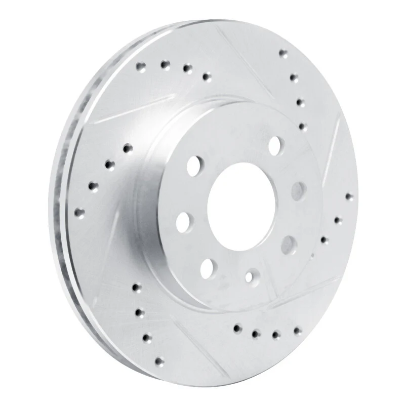 R1 99-99 Daewoo Nubira Front Right Drilled & Slotted Silver Brake Rotor - Image 3