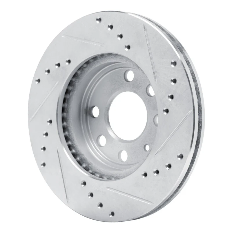 R1 99-99 Daewoo Nubira Front Right Drilled & Slotted Silver Brake Rotor - Image 4